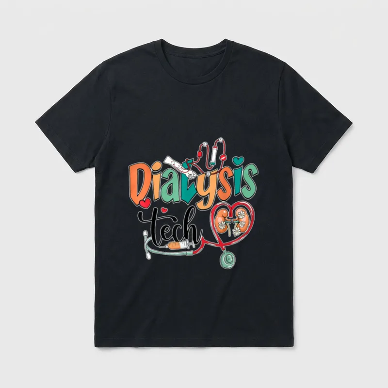 Dialysis Tech Kidney Team Nurse Stethoscope T-Shirt – Classic T-Shirt in Black