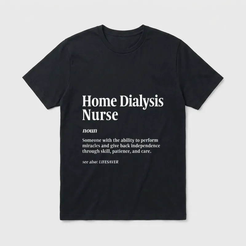 Peritoneal Dialysis Nurse Home T-Shirt – Home Dialysis Nurse definition with see also lifesaver – Classic T-Shirt in Black