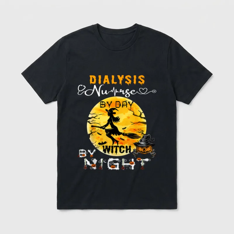Dialysis Nurse by Day Witch Night T-Shirt – Classic T-Shirt in Black