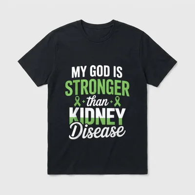 Kidney Disease for a Dialysis Nurse T-Shirt – MY GOD IS STRONGER than KIDNEY Disease – Classic T-Shirt in Black