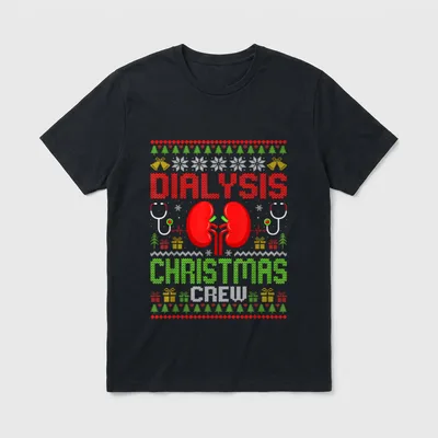 Dialysis Christmas Crew Nephrology Kidney Nurse T-Shirt – Classic T-Shirt in Black