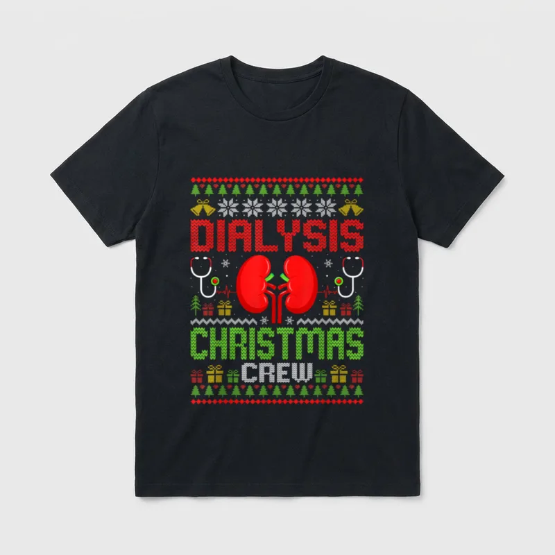 Dialysis Christmas Crew Nephrology Kidney Nurse T-Shirt – Classic T-Shirt in Black