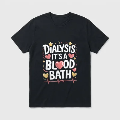 Dialysis Nurse Blood T-Shirt – Dialysis It’s A Blood Bath lettering with hearts – Classic T-Shirt in Black