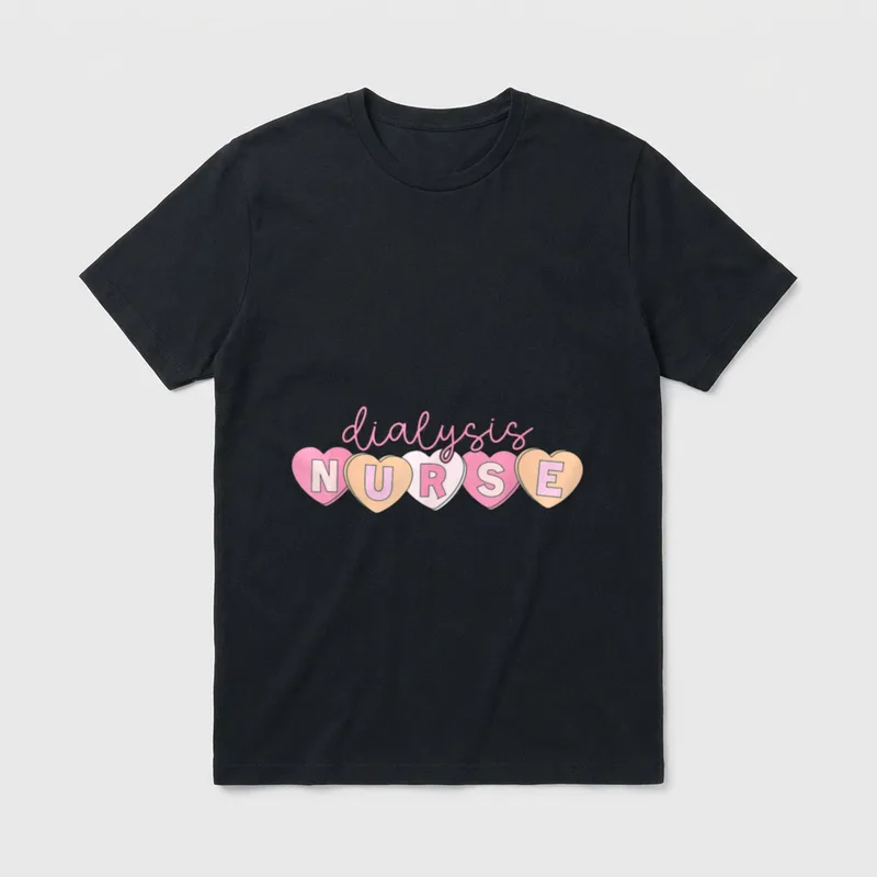 Heart Dialysis Nurse Valentine Kidney Nephrology T-Shirt – Classic T-Shirt in Black
