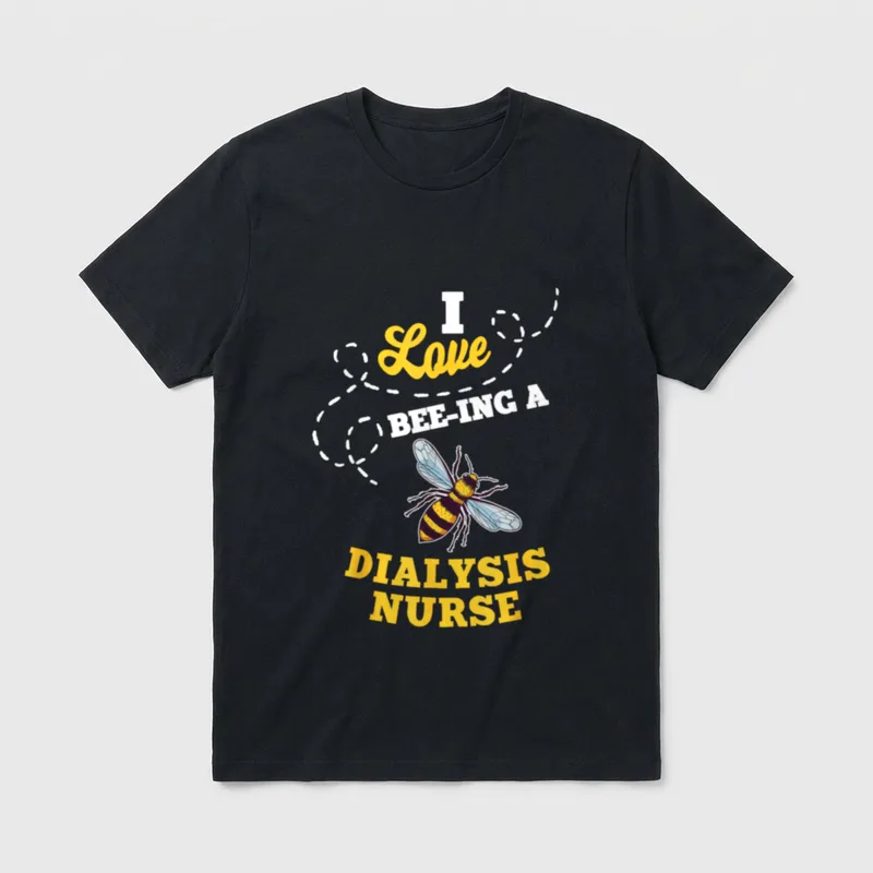 I Love Bee-Ing a Dialysis Nurse T-Shirt – Honey bee with text I Love BEE-ING A DIALYSIS NURSE – Classic T-Shirt in Black