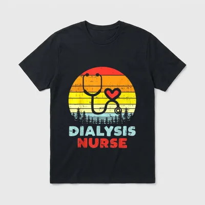 Dialysis Nurse Stethoscope Retro Nephrology Nursing T-Shirt – Classic T-Shirt in Black
