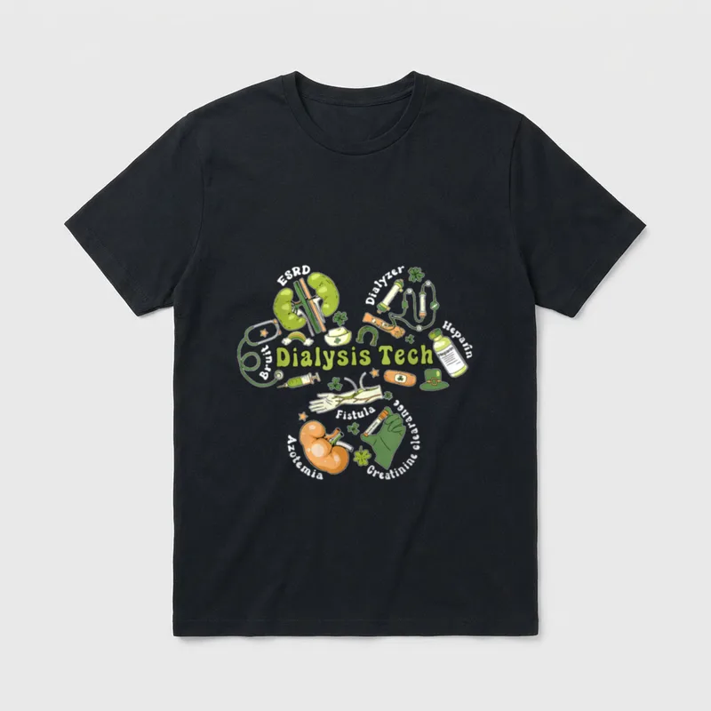 Dialysis Technician Nurse Kidney Shamrock St T-Shirt – Classic T-Shirt in Black