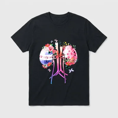 Floral Dialysis Nurse Easter Egg Kidney T-Shirt – Classic T-Shirt in Black