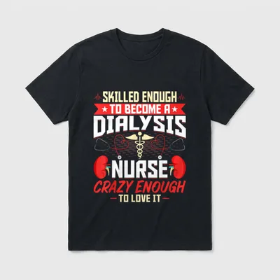 Nephrology Nurse Skilled T-Shirt – Dialysis nurse lettering with kidneys and caduceus emblem – Classic T-Shirt in Black