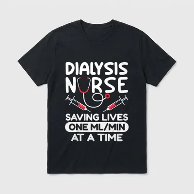 Renal Dialysis Nurse Nephrology T-Shirt – Dialysis Nurse Saving Lives One mL/min at a Time print – Classic T-Shirt in Black