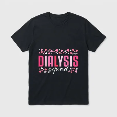 Cute Dialysis Squad Nurse Technician Heart T-Shirt – Classic T-Shirt in Black
