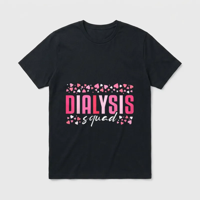 Cute Dialysis Squad Nurse Technician Heart T-Shirt – Classic T-Shirt in Black