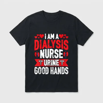 Urology Nurse Dialysis T-Shirt – I AM A DIALYSIS NURSE URINE GOOD HANDS – Classic T-Shirt in Black