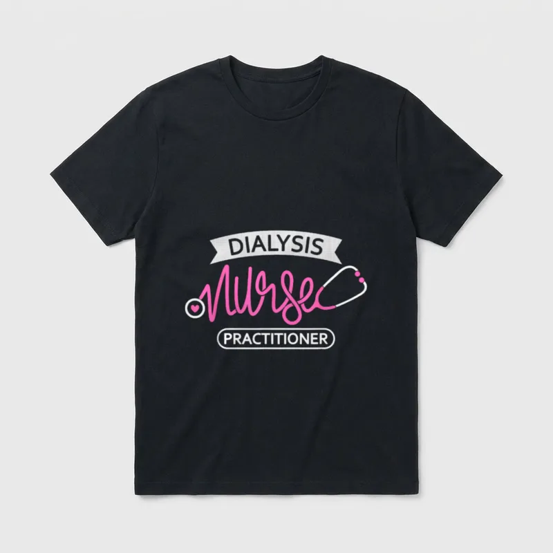 Dialysis Nurse Practitioner T-Shirt – DIALYSIS Nurse PRACTITIONER with stethoscope lettering – Classic T-Shirt in Black