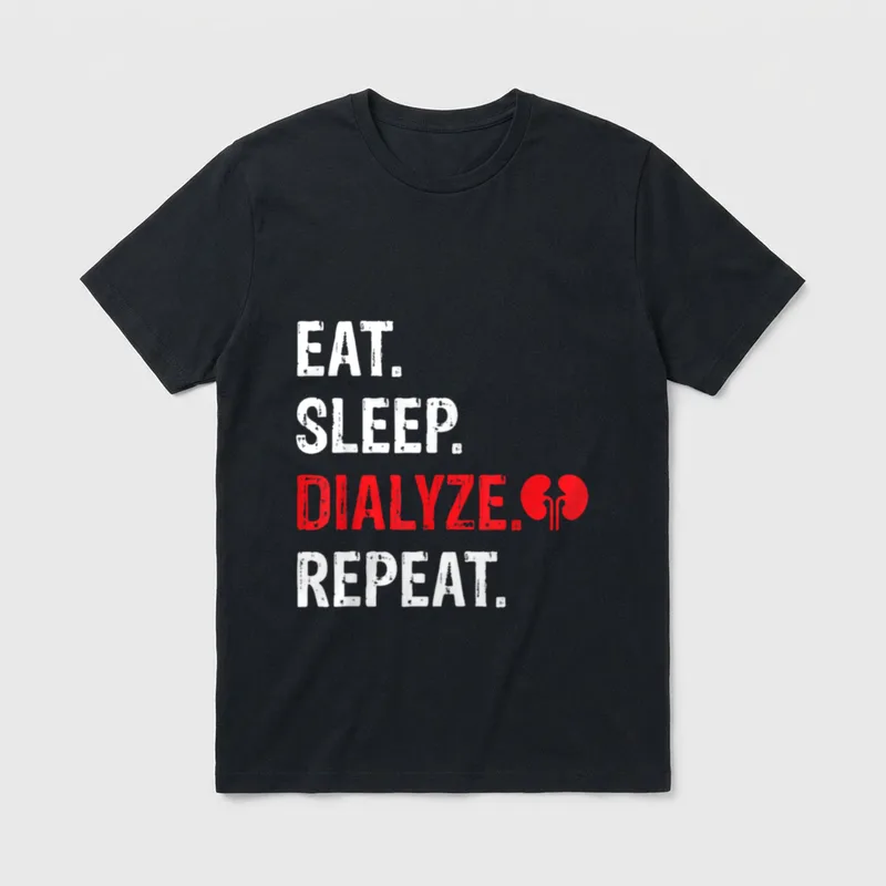Eat Sleep Dialyze Repeat Nurse T-Shirt – EAT. SLEEP. DIALYZE. REPEAT. with red kidneys – Classic T-Shirt in Black