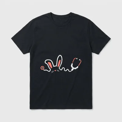 Easter Bunny Stethoscope Nurse Doctor Rabbit T-Shirt – Classic T-Shirt in Black