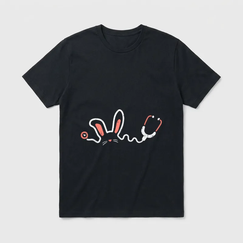 Easter Bunny Stethoscope Nurse Doctor Rabbit T-Shirt – Classic T-Shirt in Black