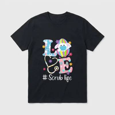 Stethoscope Scrub Life Nurse Bunny Easter T-Shirt – LOVE and # Scrub life – Classic T-Shirt in Black