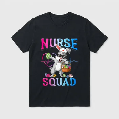Cute Nurse Squad Easter Bunny T-Shirt – Classic T-Shirt in Black