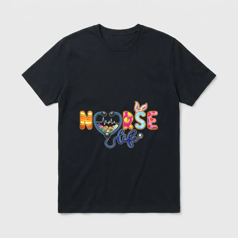 Blessed Easter Nurse Life Stethoscope Bunny T-Shirt – Classic T-Shirt in Black