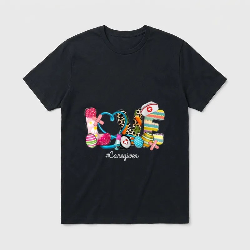 Love Stethoscope Scrub Caregiver Nurse Life T-Shirt – Classic T-Shirt in Black