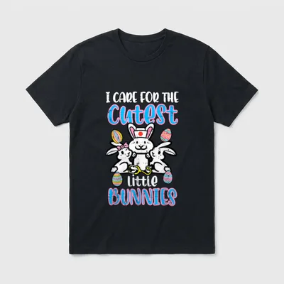 Care for Cutest Little Bunnies Easter T-Shirt – I CARE FOR THE CUTEST little BUNNIES – Classic T-Shirt in Black