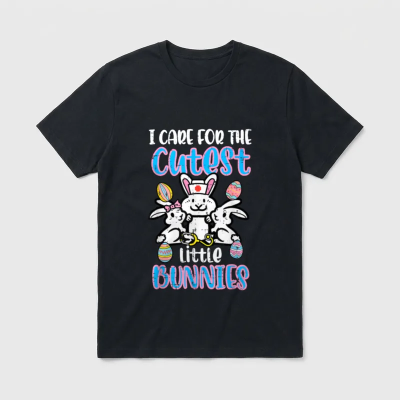 Care for Cutest Little Bunnies Easter T-Shirt – I CARE FOR THE CUTEST little BUNNIES – Classic T-Shirt in Black