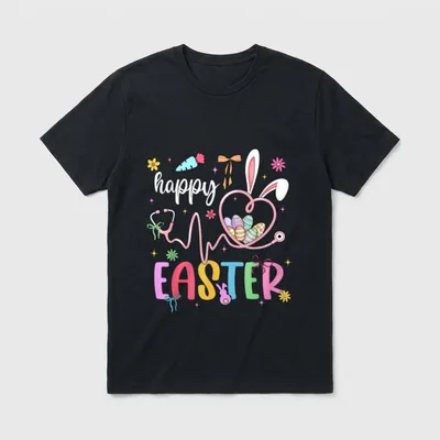Happy Easter Day Nursing Bunny Ears T-Shirt – Classic T-Shirt in Black