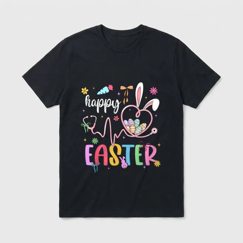 Happy Easter Day Nursing Bunny Ears T-Shirt – Classic T-Shirt in Black