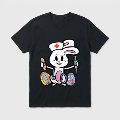 Easter Bunny Nurse Stethoscope Cute Rabbit T-Shirt – Classic T-Shirt in Black