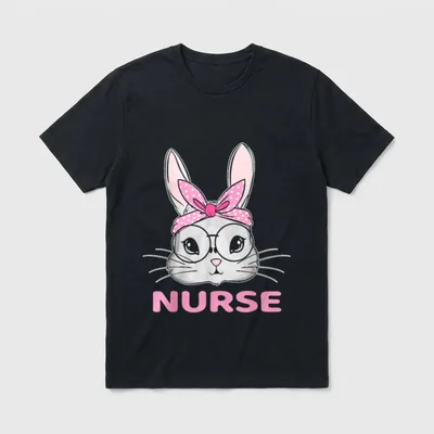Nurse Bunny Easter Day Cute Rabbit T-Shirt – Classic T-Shirt in Black