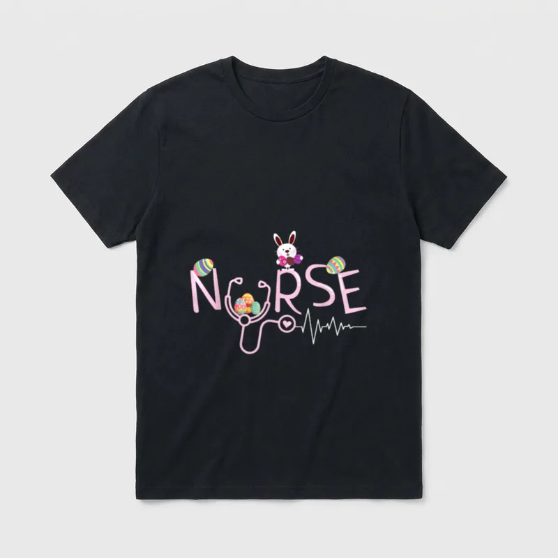 Nurses Stethoscope Nurse Tail Easter Bunny T-Shirt – Classic T-Shirt in Black