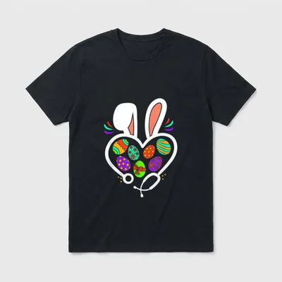Nurse Stetoschope Easter Rabbit Ears T-Shirt – Classic T-Shirt in Black