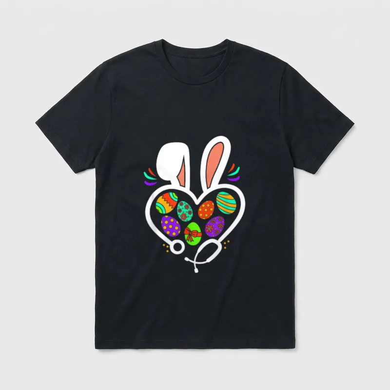 Nurse Stetoschope Easter Rabbit Ears T-Shirt – Classic T-Shirt in Black