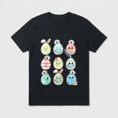 Easter Eggs Nurse Stethoscope Spring Squad T-Shirt – Classic T-Shirt in Black
