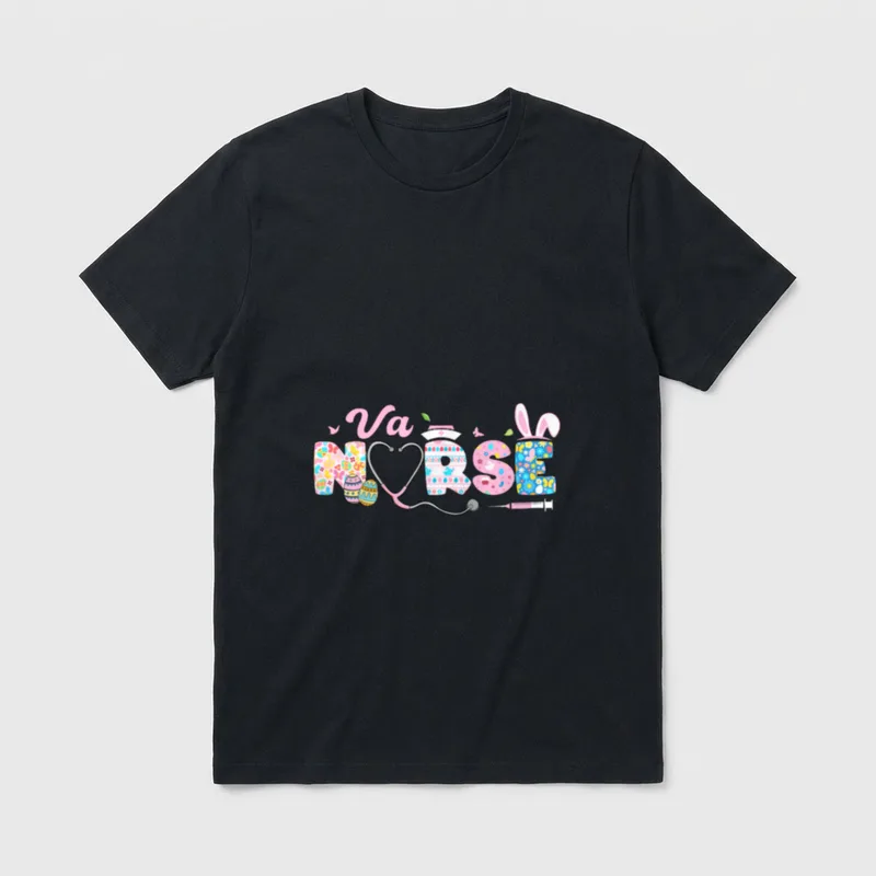 VA Nurse Easter Bunny Egg Stethoscope T-Shirt – Classic T-Shirt in Black
