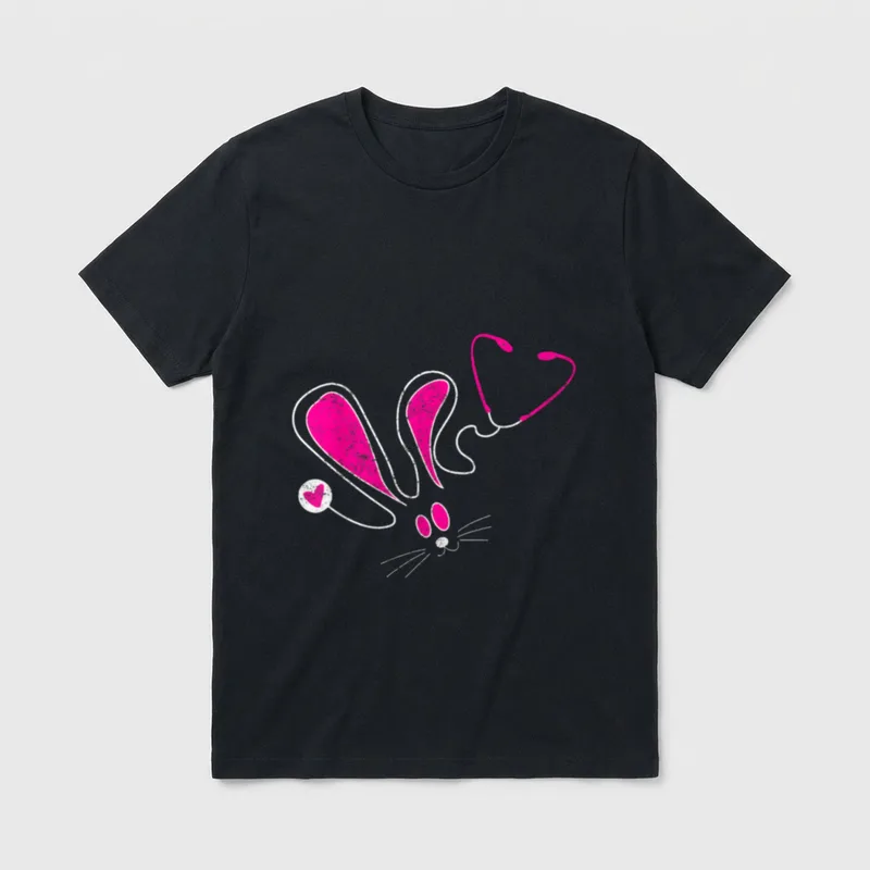 Stethoscope Bunny Cute Easter Nurse Healthcare T-Shirt – Classic T-Shirt in Black