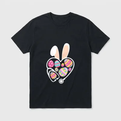 Easter Day Bunny Ears Nurse Eggs T-Shirt – Classic T-Shirt in Black