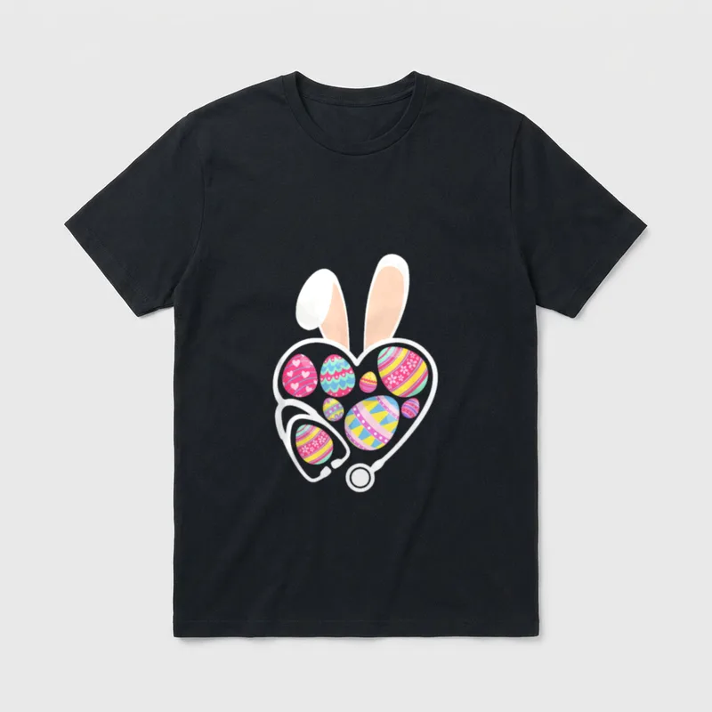 Easter Day Bunny Ears Nurse Eggs T-Shirt – Classic T-Shirt in Black