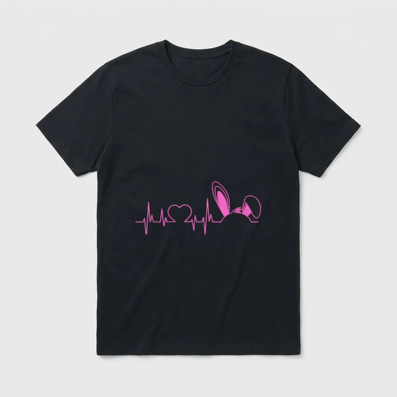 Heartbeat Easter Bunny Nurse Stethoscope Nursing T-Shirt – Classic T-Shirt in Black