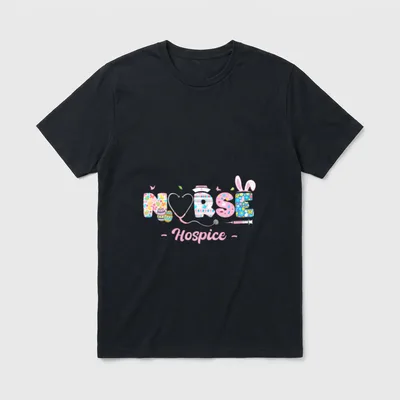 Hospice Nurse Easter Bunny Egg Stethoscope T-Shirt – Classic T-Shirt in Black