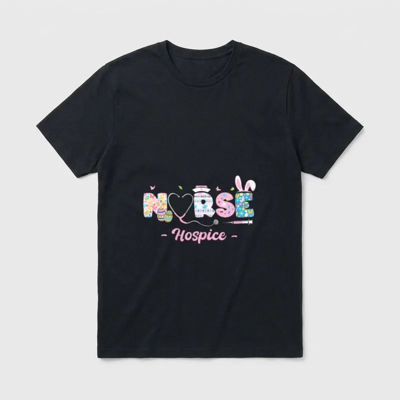 Hospice Nurse Easter Bunny Egg Stethoscope T-Shirt – Classic T-Shirt in Black