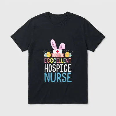 Eggcellent Hospice Nurse Easter Bunny Ears T-Shirt – Classic T-Shirt in Black