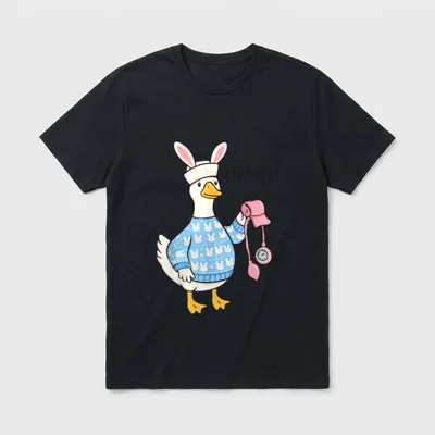 Easter Duck Nurse Wearing Bunny Hat T-Shirt – Classic T-Shirt in Black