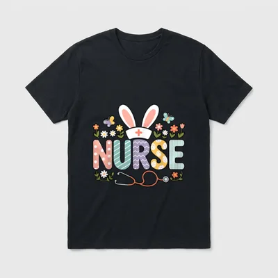 Nurse Easter Bunny Funny Spring Holiday T-Shirt – Classic T-Shirt in Black