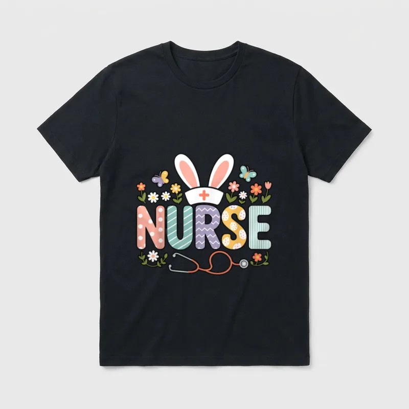 Nurse Easter Bunny Funny Spring Holiday T-Shirt – Classic T-Shirt in Black