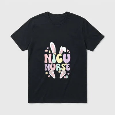 NICU Nurse Easter Bunny Nursing Day T-Shirt – Classic T-Shirt in Black