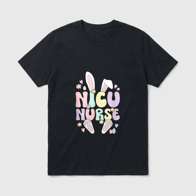 NICU Nurse Easter Bunny Nursing Day T-Shirt – Classic T-Shirt in Black