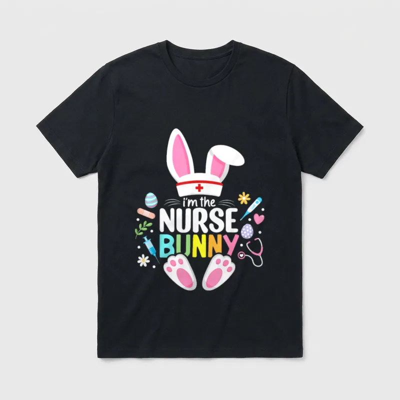 Easter Nurse Bunny Happy Egg Stethoscope T-Shirt – Classic T-Shirt in Black