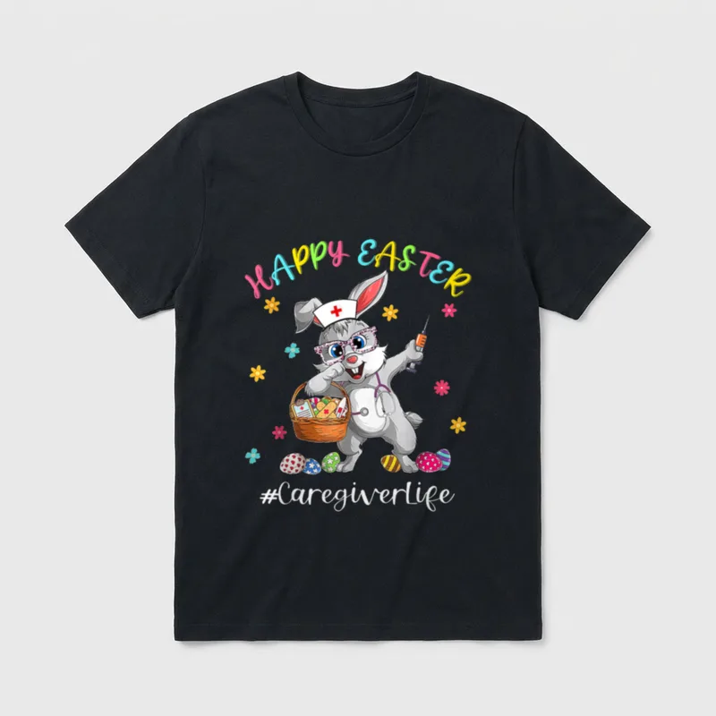 Bunny Caregiver Life Easter Day Nursing T-Shirt – Classic T-Shirt in Black